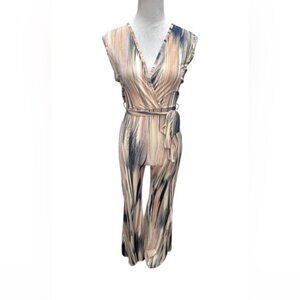 MAGIA Women’s Tan Print Sleeveless Pants Jumpsuit NWT / Size: Large/Item# 91-376